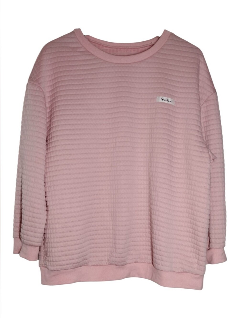SHEIN Pale Pink Quilted Crewneck Sweatshirt